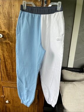 Hollister Colorblock Sweatpants - Light Blue & White small